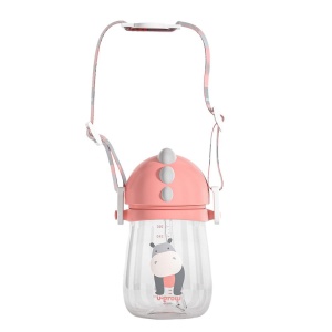 Pachet 3 in 1 cana 260 ml tritan cu 3 accesorii diferite pentru baut : tetina biberon, cioc , pai, dark pink, U-Grow - Img 6