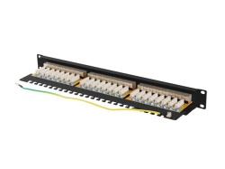 Patch panel 24 porturi 1U 19" Cat.6A FTP cu organizator cabluri, ecranat, negru - Img 2