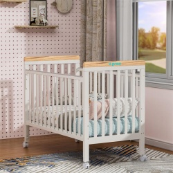Patut din lemn bebe, +0 luni, 120x60 cm, culoare alb, laterala culisanta, reglabil pe 3 nivele de inaltime, U-Grow - Img 8