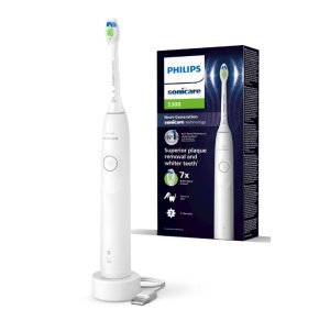 Periuta de dinti electrica Philips Sonicare HX7108/01, 62.000 miscari/minut, autonomie 21 zile, 1 mod periere, 2 intensitati, senzor presiune integrat, functia BrushSync, inclus capat de periere Otimal White, alb