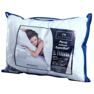 Perna matlasata bumbac Superball, 70x70 cm, umplutura hipoalergenica, lavabila la 90 C, alb