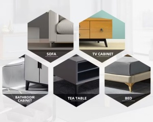 Picior mobilier H100 mm, baza rotunda, auriu mat - Img 2