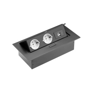 Priza 2xSchuko 2xUSB incastrabila neagra GTV