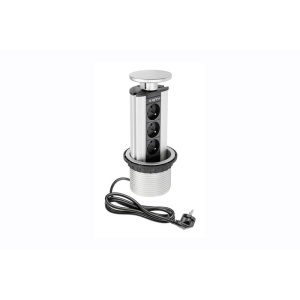Priza rotunda incastrabila 3xSchucko aluminiu GTV