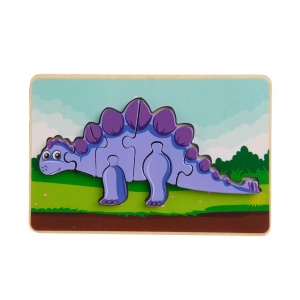 PUZZLE DIN LEMN STEGOZAUR, 8 PIESE, MOMKI - Img 3