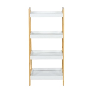 Raft depozitare si organizare KL266, cu 4 nivele, lemn, multifunctional, alb natur - Img 2