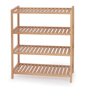 Raft incaltaminte HM ST8, cu 4 polite, lemn masiv, capacitate 12 perechi, natur