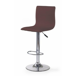 Scaun bar HM H21, Piele ecologica, Inaltime ajustabila, Cu spatar, Rotativ, 90 kg, Maro - Img 2