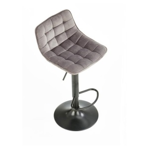 Scaun bar HM H95, baza metalica, suport picioare, stofa tip plus, ergonomic, rotativ, 100 kg, gri - Img 3