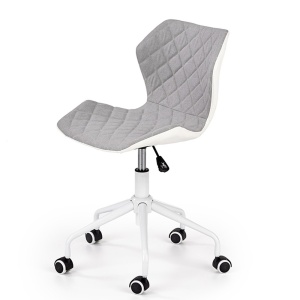 Scaun birou copii HM Matrix 3, stofa piele ecologica, inaltime reglabila, rotire 360 , roti pivotante, 100 kg, gri alb - Img 2