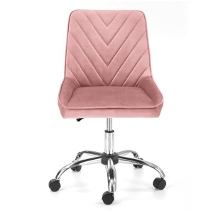 Scaun birou copii HM Rico, ergonomic, stofa tip catifea, cadru polipropilena, inaltime reglabila, 100 kg, roz - Img 3