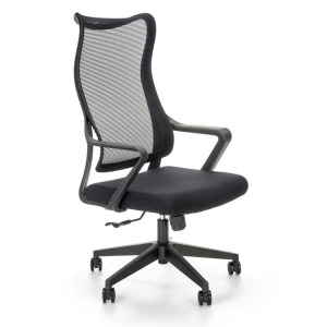 Scaun birou cu mesh Hm Loreto, ergonomic, suport lombar, baza polipropilena, mecanism de balans, inaltime reglabila, material respirabil, 100 kg, negru