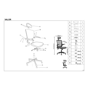 Scaun birou cu mesh HM Valor, mecanism de balans, ergonomic, inaltime ajustabila, respirabil, cadru polipropilena, rotire 360 , negru gri - Img 3