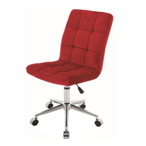 Scaun birou cu stofa tip catifea SL Q020, inaltime reglabila, cadru cromat, rotatie 360 , 90 kg, Bordo - Img 2