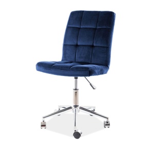 Scaun birou cu stofa tip catifea SL Q020, inaltime reglabila, cadru cromat, rotatie 360 , 90 kg, Albastru - Img 2