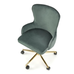 Scaun birou din catifea HM Timoteo, baza cromata aurie, rotire 360 , 100 kg, verde - Img 3