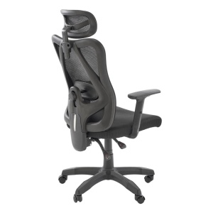Scaun birou ergonomic HM Ramos, mesh, mecanism multiblock, baza polipropilena, suport lombar reglabil, cotiere ajustabile, 120 kg, negru - Img 2