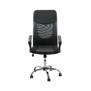 Scaun birou OFF 906, ergonomic, mesh, piele ecologica, cadru cromat, mecanism de balans, 110 kg, negru - Img 3