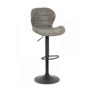 Scaun de bar ABS 144, piele ecologica, suport picioare, ergonomic, inaltime reglabila, 100 kg, gri