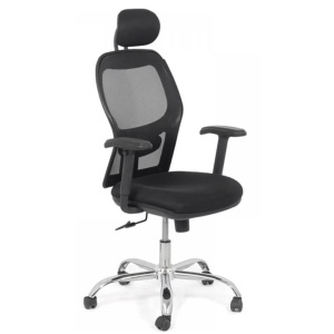 Scaun de birou OFF 989, ergonomic, mesh, mecanism sincron, brate reglabile, tetiera ajustabila, baza cromata, 110 kg
