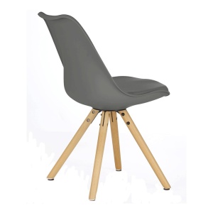 Scaun de bucatarie si living din polipropilena, HM K201, ergonomic, baza lemn masiv, tapiterie cu piele ecologica, 100 kg, Gri inchis - Img 3