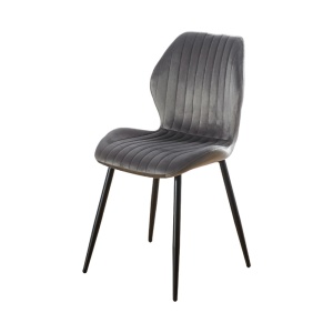 Scaun de living si bucatarie cu cadru metalic, AB104, tapiterie velvet, 89x48x43 cm,100 Kg, Gri - Img 2