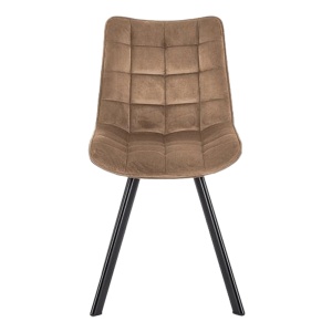Scaun de living si bucatarie cu cadru metalic, HM K332, ergonomic, stofa velvet, 84x46x61 cm, 100 Kg, Bej - Img 3