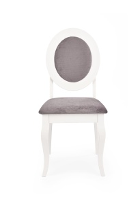 Scaun de living si bucatarie HM Barock, din lemn masiv, ergonomic, tapitat cu stofa, 100 Kg, 93x45x51 cm, Alb Gri - Img 2