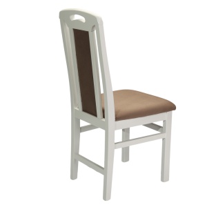 Scaun de living si bucatarie, SB Tim, din lemn masiv fag, tapiterie stofa, lacuit, 120 kg, 96x43x40 cm, Alb Maro - Img 3