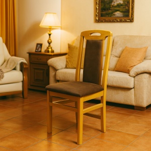 Scaun de living si bucatarie, SB Tim din lemn masiv fag, tapiterie stofa, lacuit, 120 kg, 96x43x40 cm, Stejar Natur