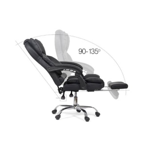 Scaun directorial cu suport picioare OFF 415, spatar inalt, perne duble, mecanism multiblock, baza cromata, 120 kg - Img 3