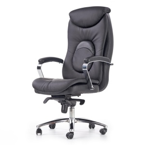 Scaun directorial HM Quad, piele ecologica, inaltime ajustabila, mecanism Multiblock, suport lombar, rotire 360 , 150 kg, Negru - Img 2