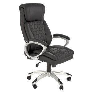 Scaun directorial HM Thomas, piele ecologica, mecanism de balansare, cadru polipropilena, 100 kg, negru