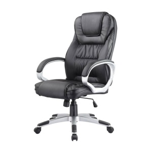 Scaun directorial SL Q031, Piele ecologica, Inaltime reglabila, Mecanism de balans, 100 Kg, Negru - Img 2