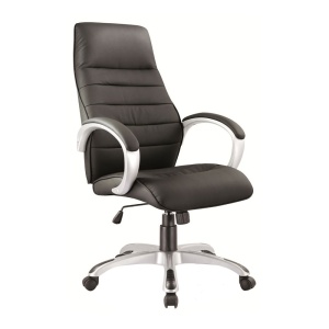 Scaun directorial SL Q046, Cadru Polipropilena, Piele ecologica, Inaltime reglabila, Mecanism de balansare, 100 Kg, Negru