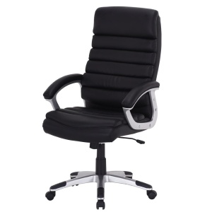 Scaun directorial SL Q087, tapitat cu piele ecologica, suport lombar, mecanism de balans, rotativ, cadru polipropilena, 100 kg, negru - Img 2