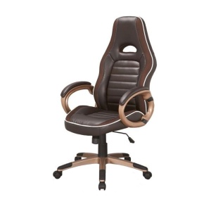 Scaun directorial SL Q150, Piele ecologica, Tetiera integrata, Inaltime ajustabila, 100 Kg, Maro - Img 2