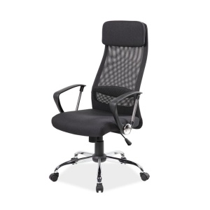 Scaun directorial SL Q345, brate polipropilena, suport lombar, tapiterie mesh si stofa, mecanism balans, cadru cromat, 100 kg, negru - Img 2