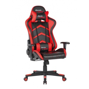 Scaun gaming GN90 Indianapolis, suport lombar, perna tetiera, cotiere reglabile, rotativ, mecanism multiblock, 150 kg, negru rosu - Img 1