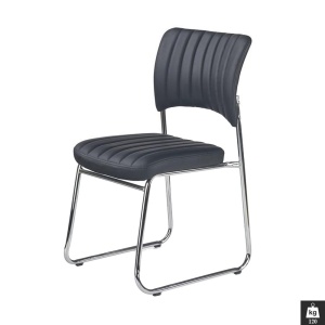 Scaun vizitator HM Rapid, Cadru Cromat, Piele ecologica, 83x43x58 cm, Sarcina max 120 Kg, Negru - Img 2