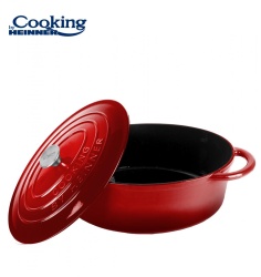 SEMIOALA FONTA EMAILATA OVALA+CAPAC 33.5x26X12 CM, 6L, RED LINE, COOKING BY HEINNER - Img 2