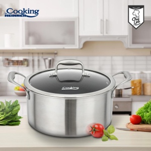SEMIOALA INOX+CAPAC STICLA IN 3 STRATURI 28x13 CM, 7 L, TITANIUM3, COOKING BY HEINNER - Img 5