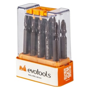 Set 10 piese, varfuri surubelnita PH2, cap dublu cruce, 65 mm, Evotools