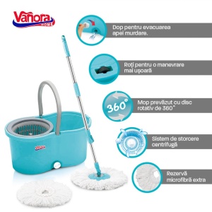 SET CURATENIE CU MOP ROTATIV, CLEAN360, ALBASTRU - Img 5