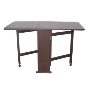 Set masa plianta Practic, bucatarie si living, Pal Melaminat, insertii lemn masiv, colturi rotunjite, 120x74x75 cm si 6 scaune pliante, tapitate, piele ecologica, wenge - Img 3
