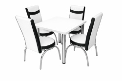 Set masa WAW cu 4 scaune, 100 x 65 x 75 cm, diverse culori