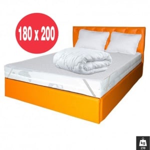 Set Saltea cu spuma poliuretanica HR Memory Foam 4cm Zeus Memory Comfort Dodolut 180x200x20cm, husa hipoalergenica, fermitate tare, greutate max. sustinuta 150 kg persoana, Saltsib, Pachet textile, 2 perne matlasate 50x70cm, husa, pilota iarna - Img 2