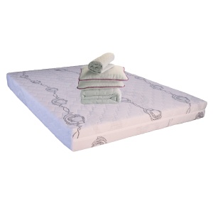 Set Saltea ortopedica Saturn Memory Plus Comfort 140x200x20cm, spuma poliuretanica HR, memory foam 4 cm, husa hipoalergenica, fermitate mediu-tare, Pachet textile Avantaj, 2 perne 50x70cm antialergice, husa lavabila 95 C, pilota iarna, densitate 400g m ²