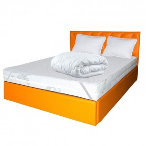 Set Saltea ortopedica Saturn Memory Plus Comfort 180x200x20cm cu spuma poliuretanica HR, memory foam 4 cm, husa hipoalergenica, fermitate mediu-tare, Pachet textile Avantaj, 2 perne matlasate 50x70cm, husa lavabila la 95 C, pilota iarna, densitate 400g m  - Img 2