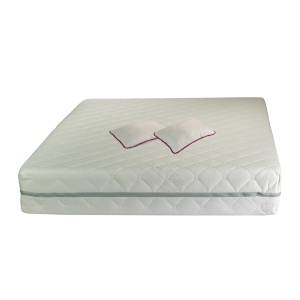 Set Saltea ortopedica, Terra Standard Spring Comfort 160x200x26cm, cu plasa de arcuri Bonell, husa detasabila tricot, hipoalergenica, fermitate mediu spre tare, Saltsib plus 2 perne matlasate 50x70cm, umplutura fibre de poliester, lavabile la 60 C